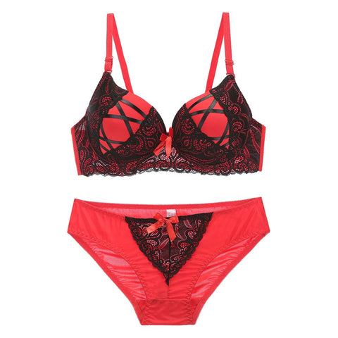 Push Up Bra and Panty Suit Embroidery