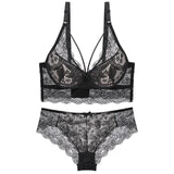 Embroidery Padded Bra And Panty Push Up Seamless Underwear