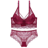Embroidery Padded Bra And Panty Push Up Seamless Underwear